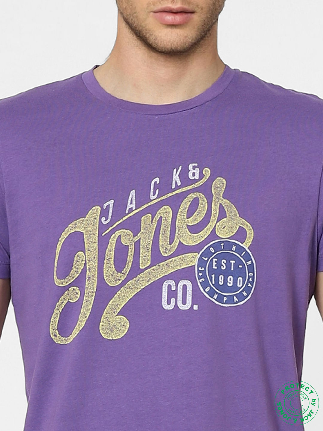 Purple Graphic Print Crew Neck T-shirt