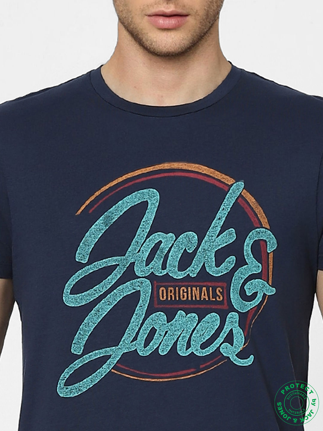 Blue Graphic Print Crew Neck T-shirt