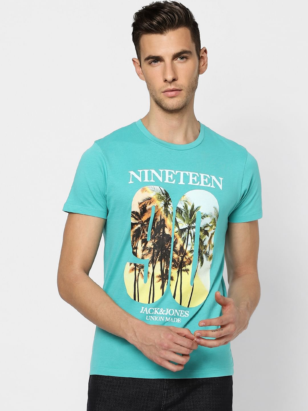 Light Blue Graphic Print Crew Neck T-shirt