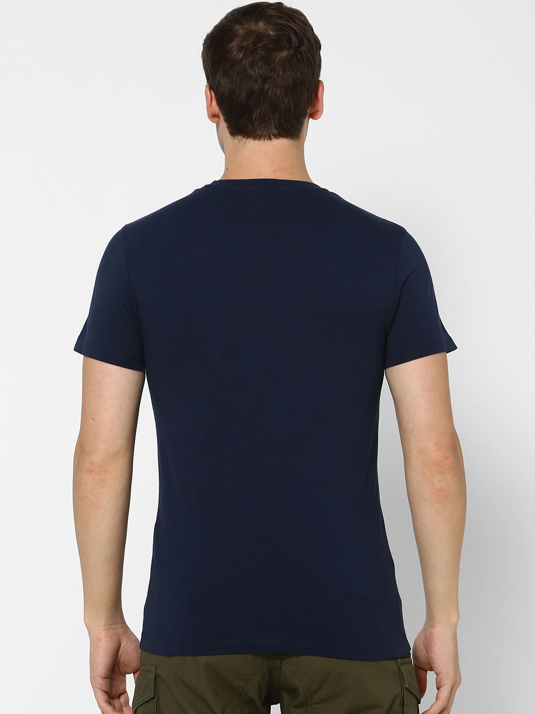 Navy Blue Graphic Print Crew Neck T-shirt