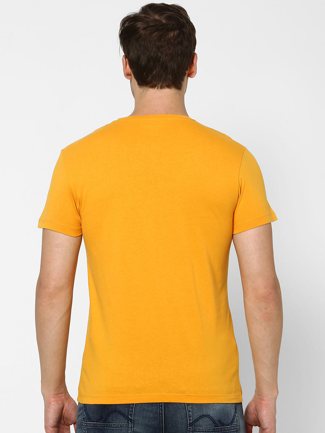 Orange Graphic Print Crew Neck T-shirt