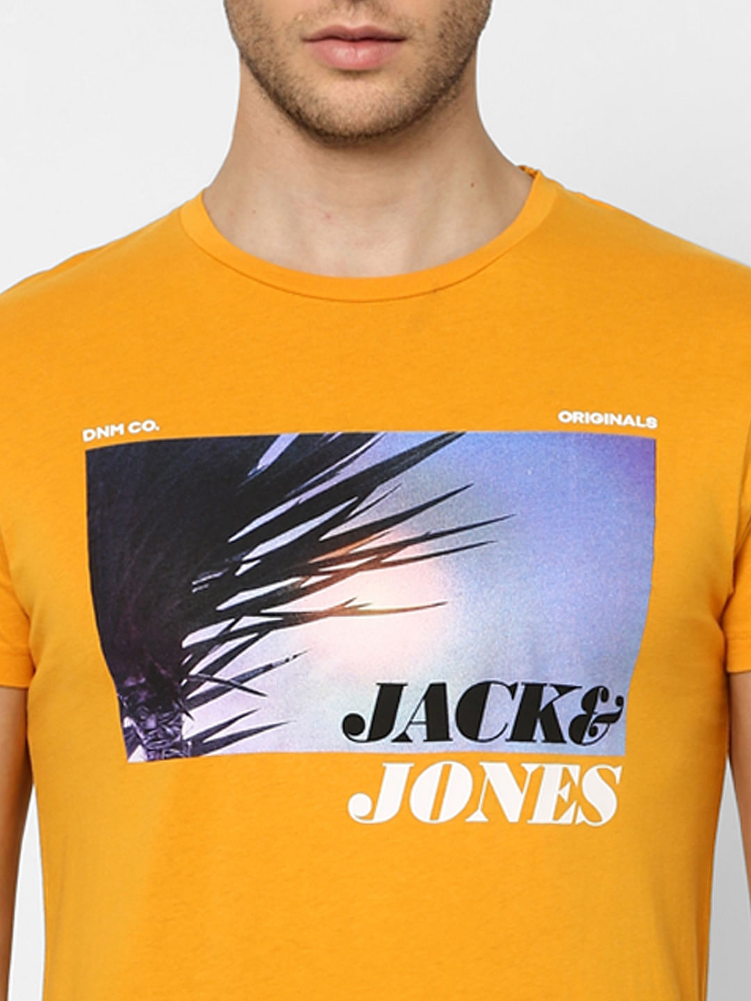 Orange Graphic Print Crew Neck T-shirt