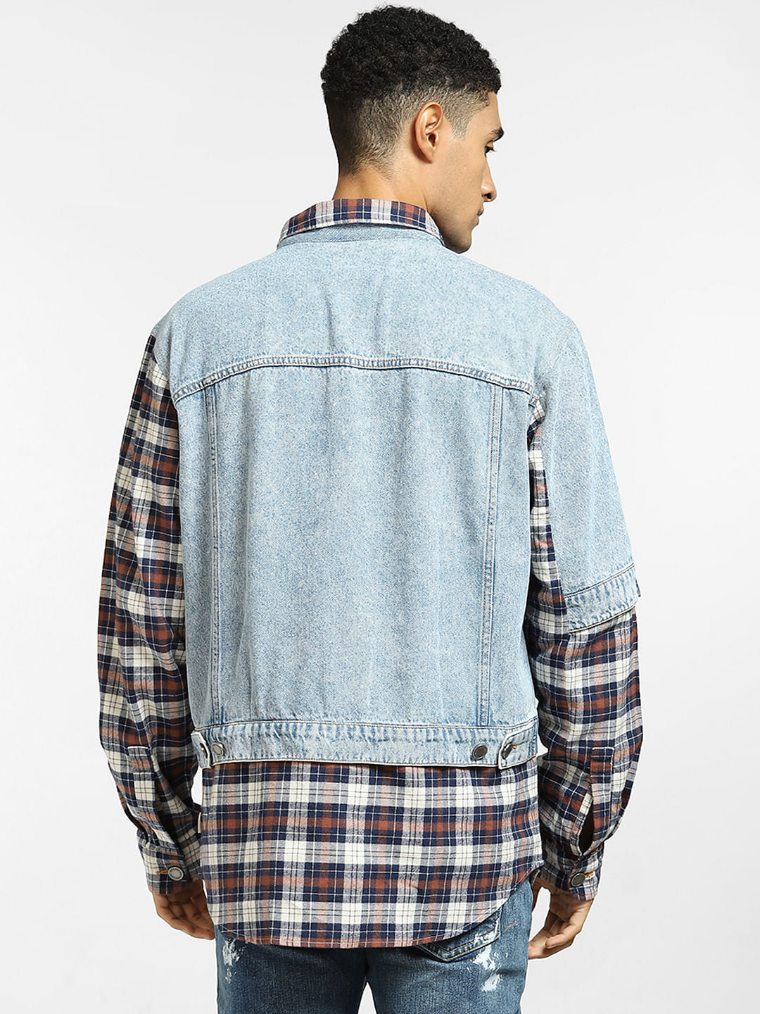 Brown Cut & Sew Denim Oversized Shirt