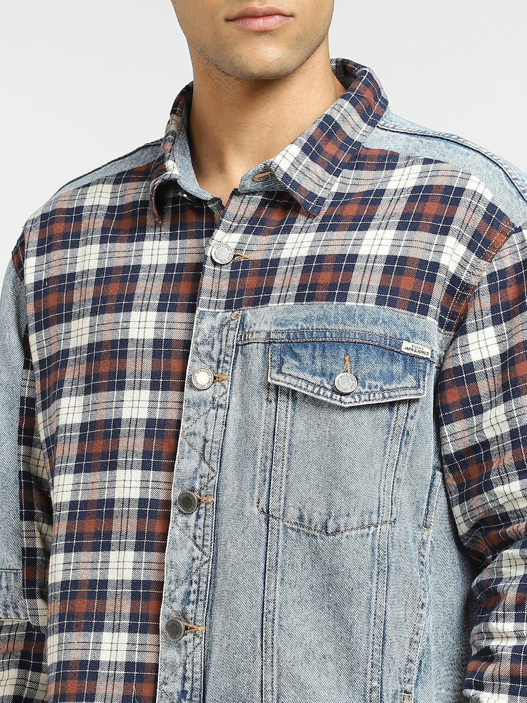 Brown Cut & Sew Denim Oversized Shirt