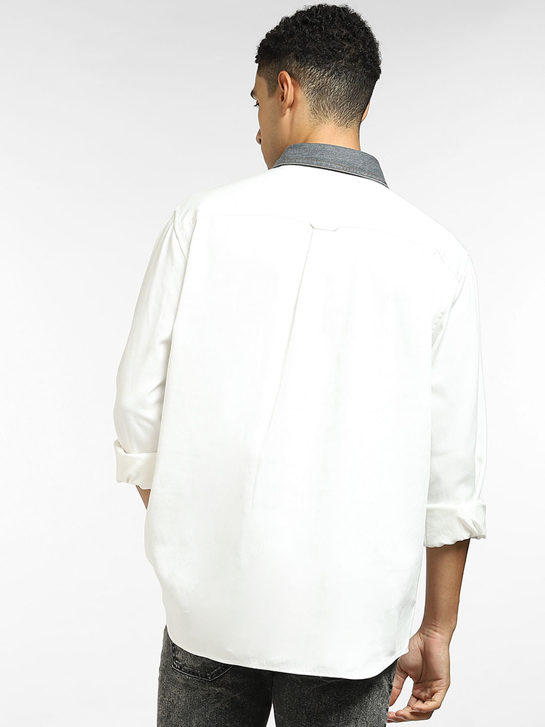 White Cut & Sew Full Sleeves Shirt