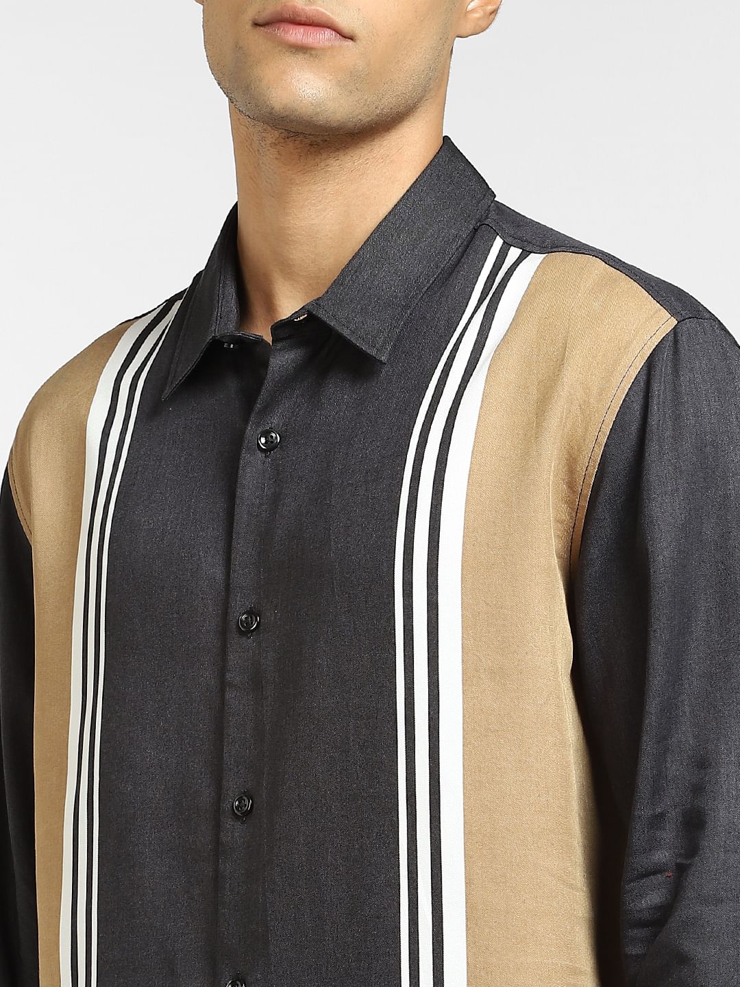 Black Striped Full Sleeves Shirt