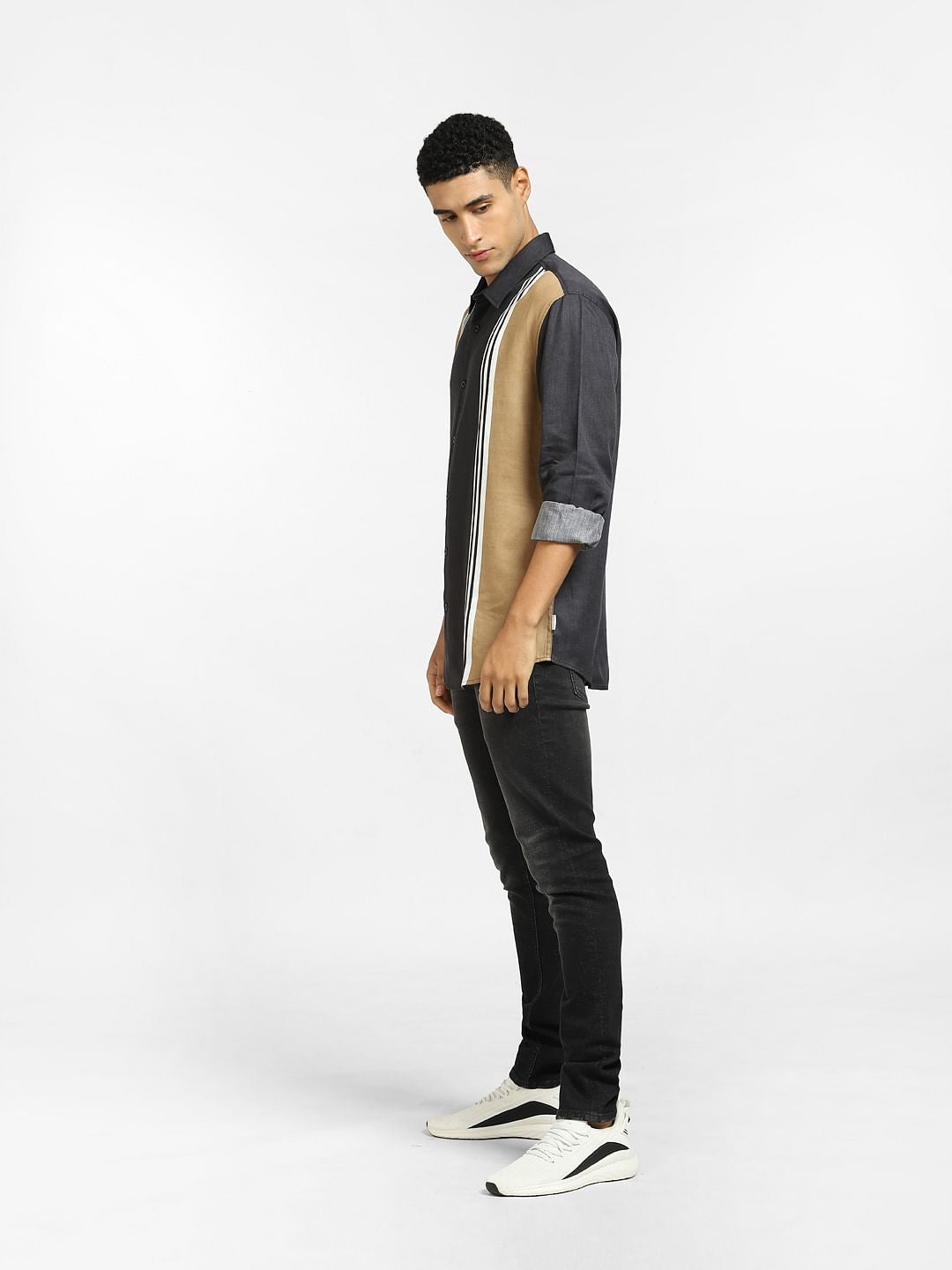 Black Striped Full Sleeves Shirt