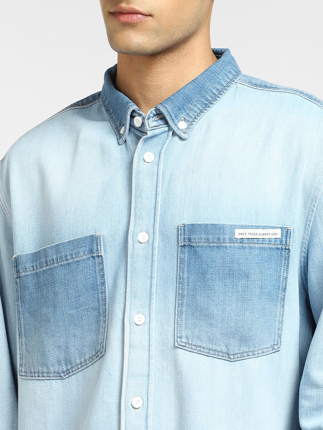Blue Oversized Denim Full Sleeves Shirt
