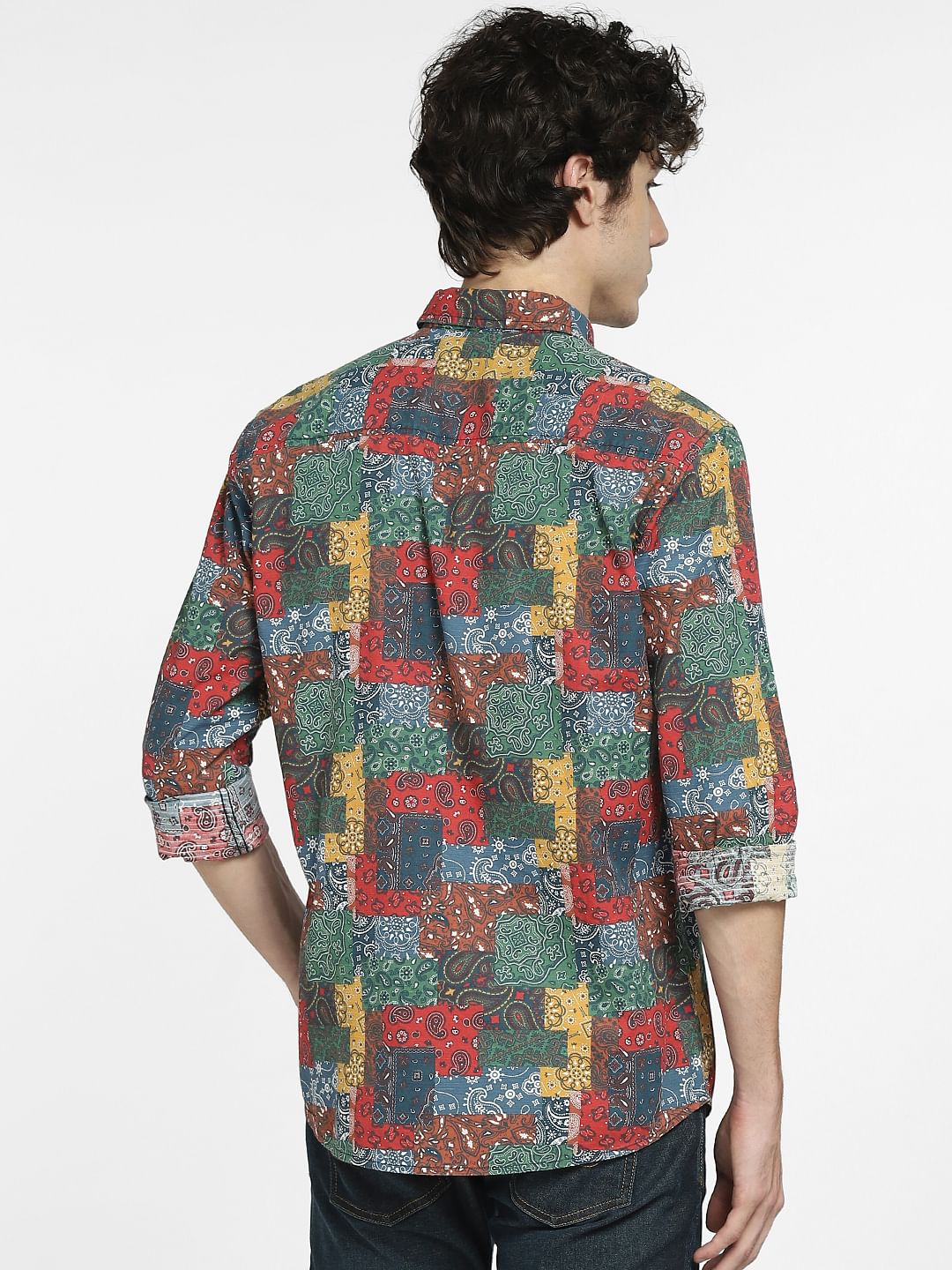 Green Printed Full Sleeves Shirt