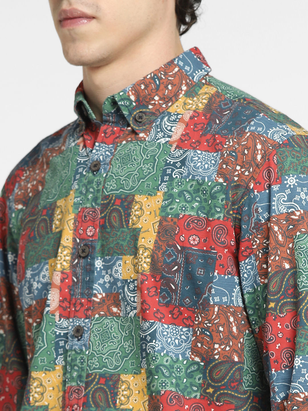 Green Printed Full Sleeves Shirt