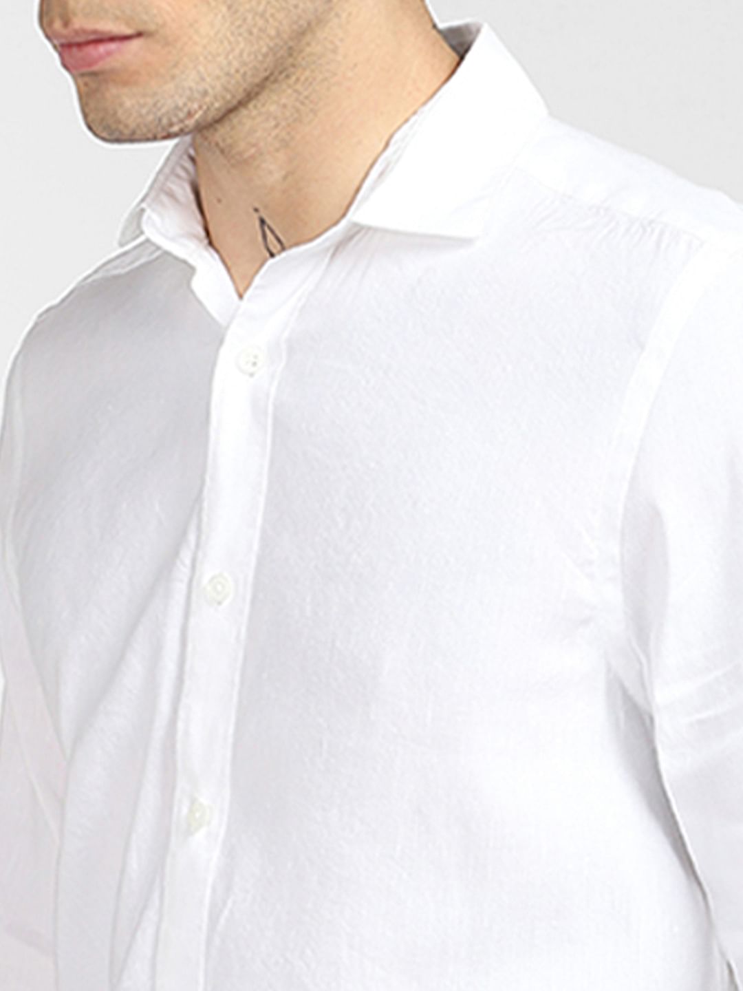 White Linen Full Sleeves Shirt