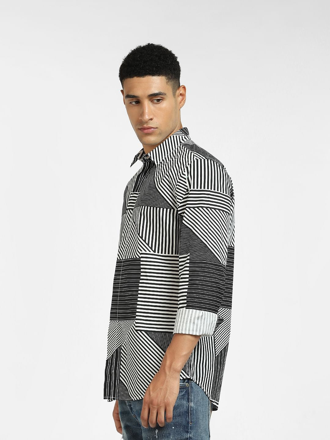 White Striped Full Sleeves Shirt