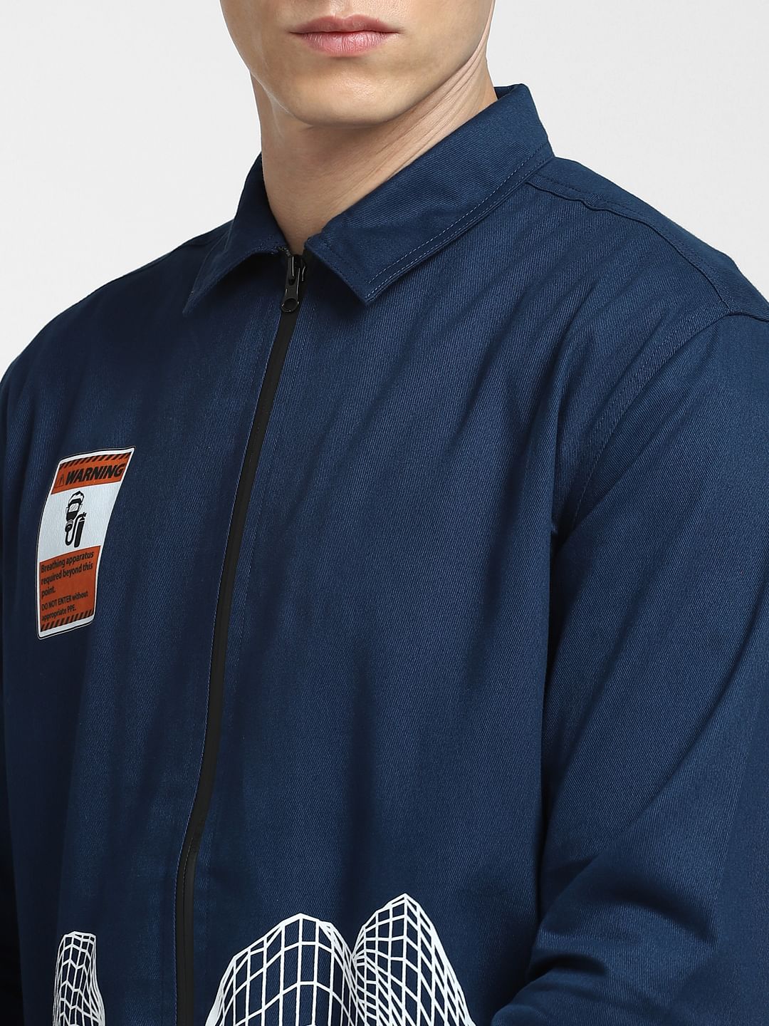 Blue Digital Wave Print Shirt