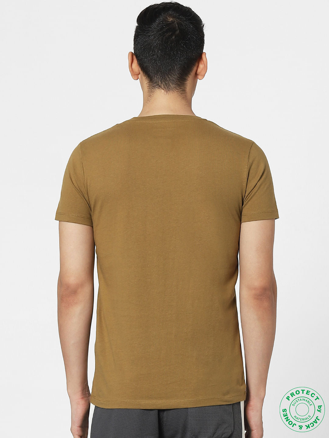 Brown Colourblocked Crew Neck T-shirt