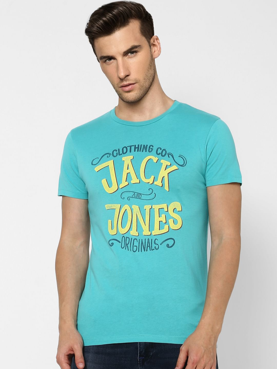 Blue Logo Print Crew Neck T-shirt