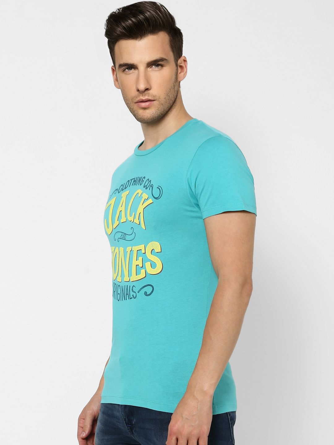 Blue Logo Print Crew Neck T-shirt