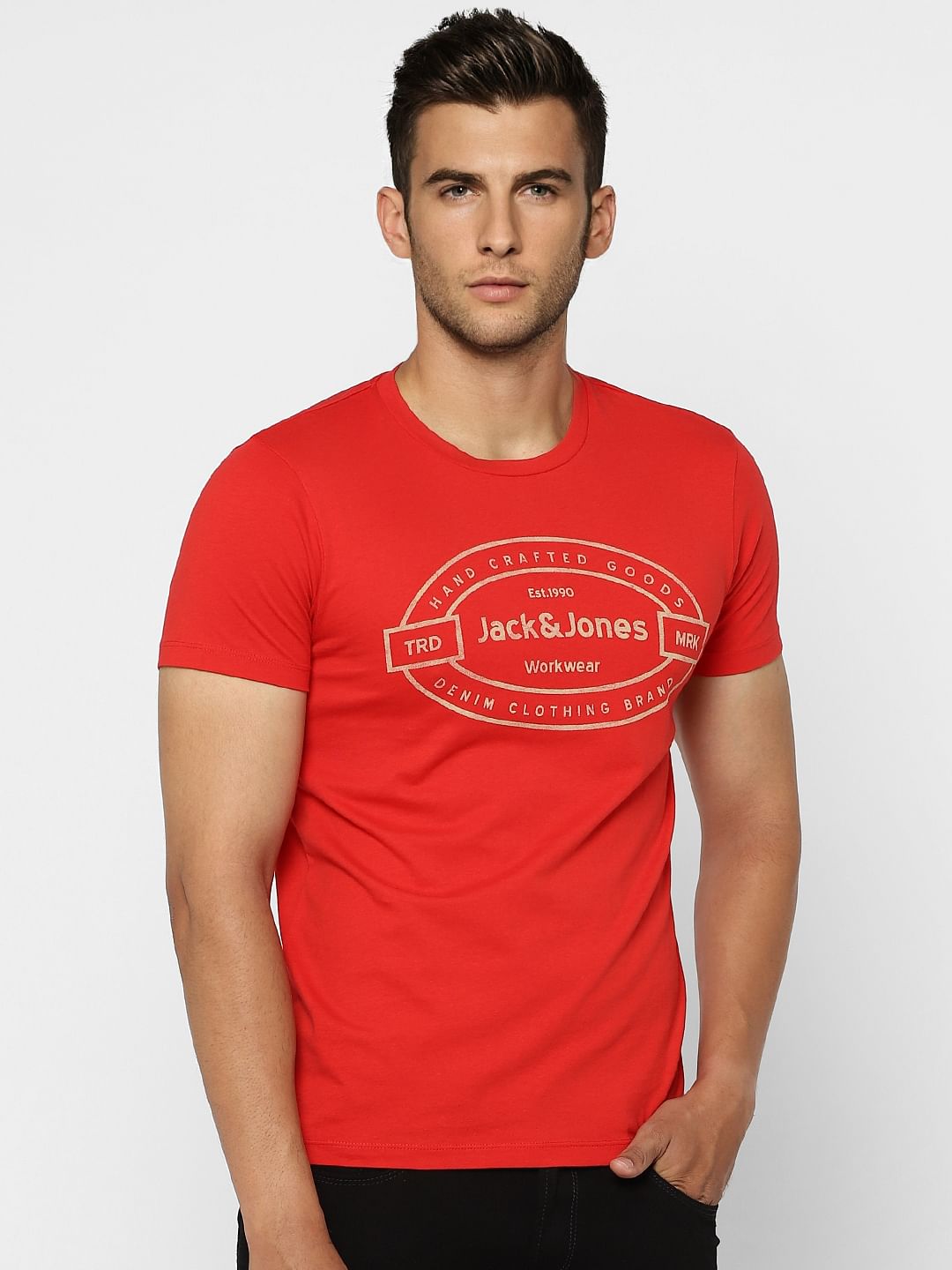 Red Graphic Print Crew Neck T-shirt