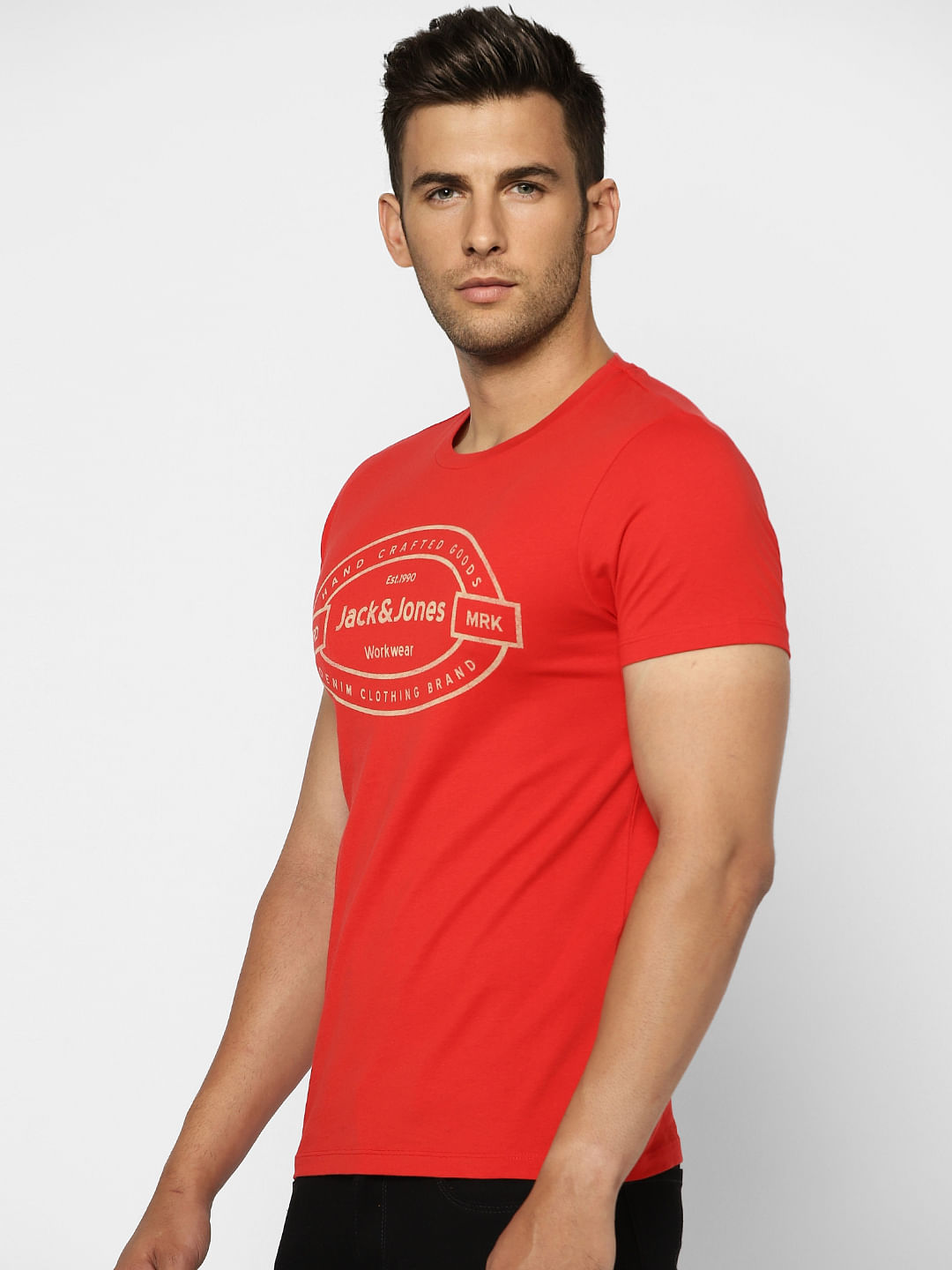 Red Graphic Print Crew Neck T-shirt