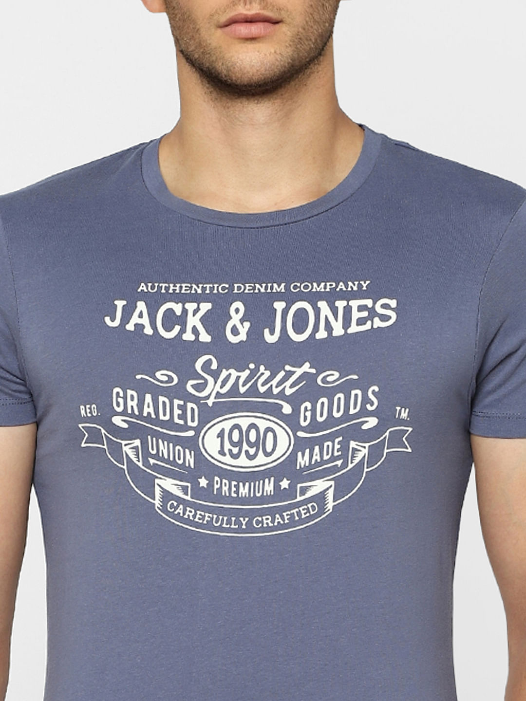 Blue Graphic Print Crew Neck T-shirt