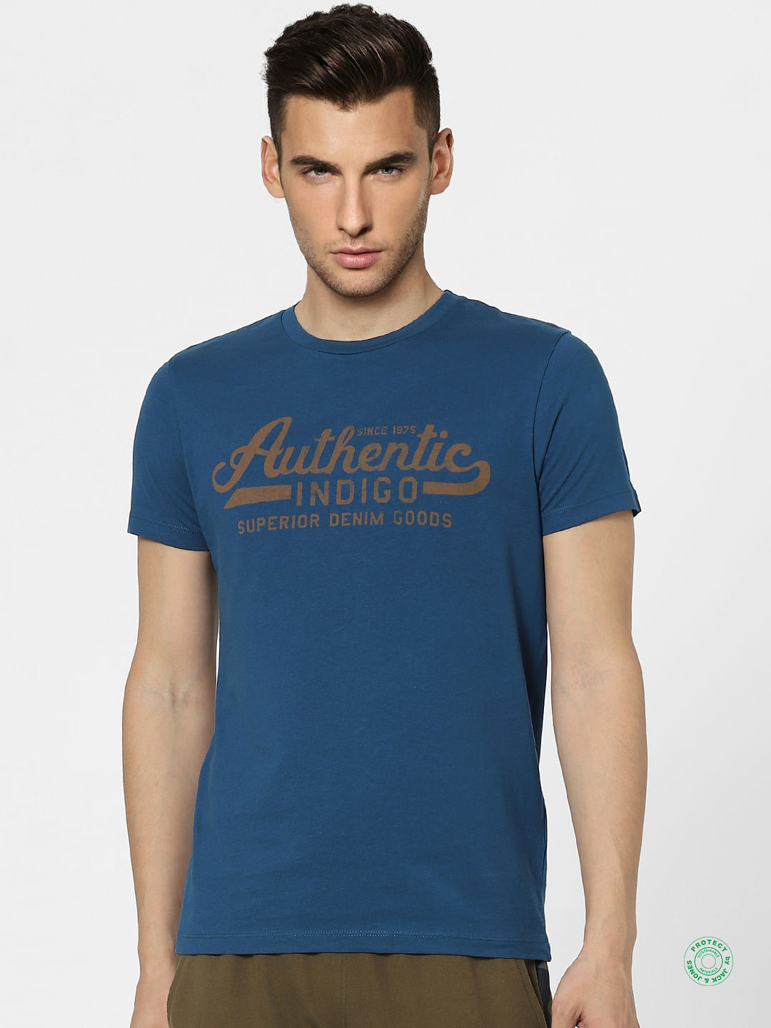 Blue Graphic Print Crew Neck T-shirt