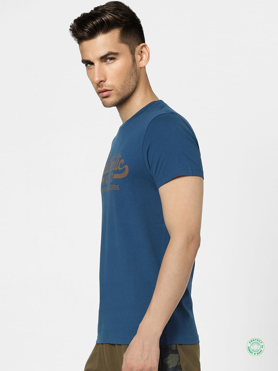 Blue Graphic Print Crew Neck T-shirt