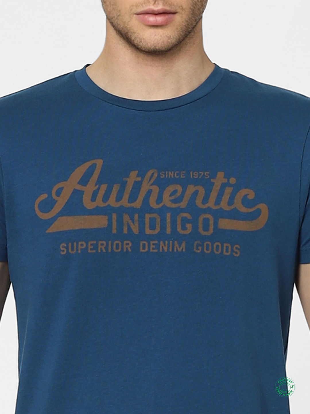 Blue Graphic Print Crew Neck T-shirt