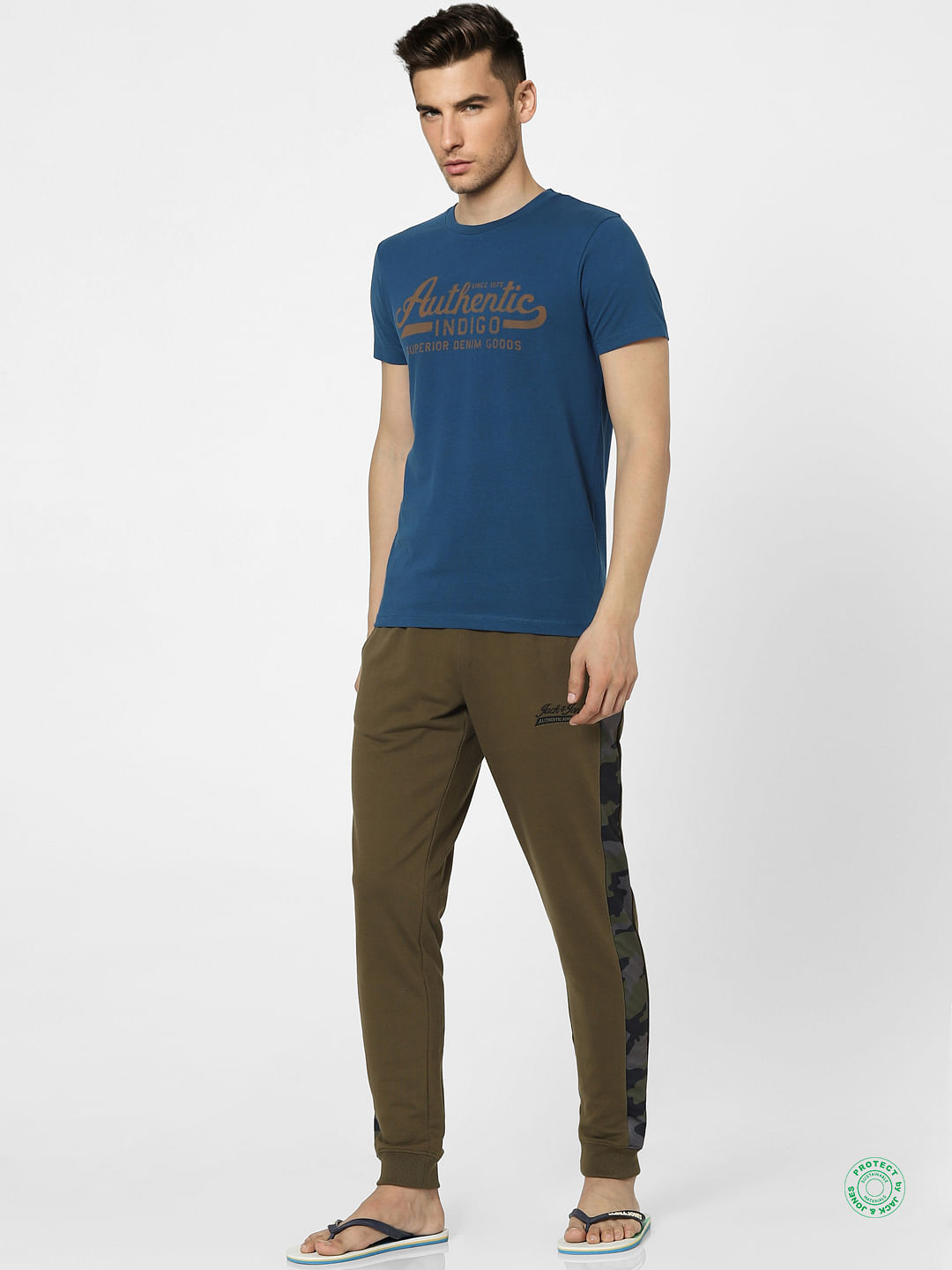 Blue Graphic Print Crew Neck T-shirt