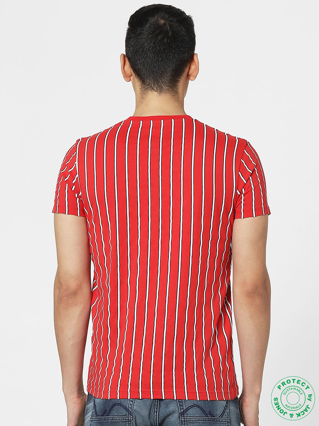 Red Striped Crew Neck T-shirt