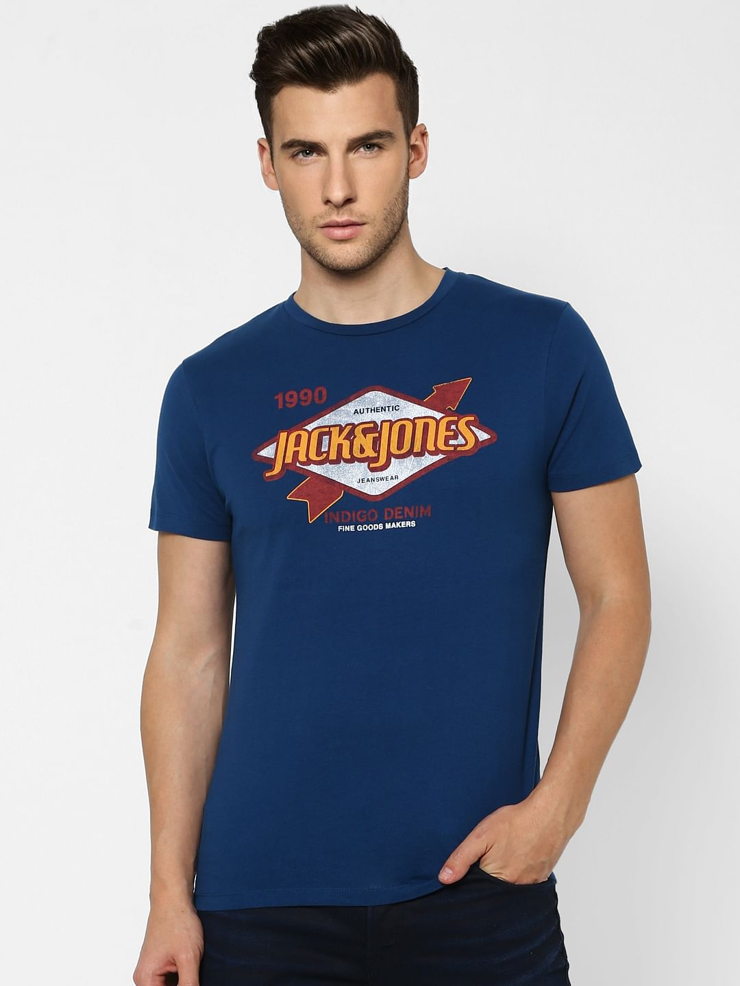 Blue Graphic Print Crew Neck T-shirt