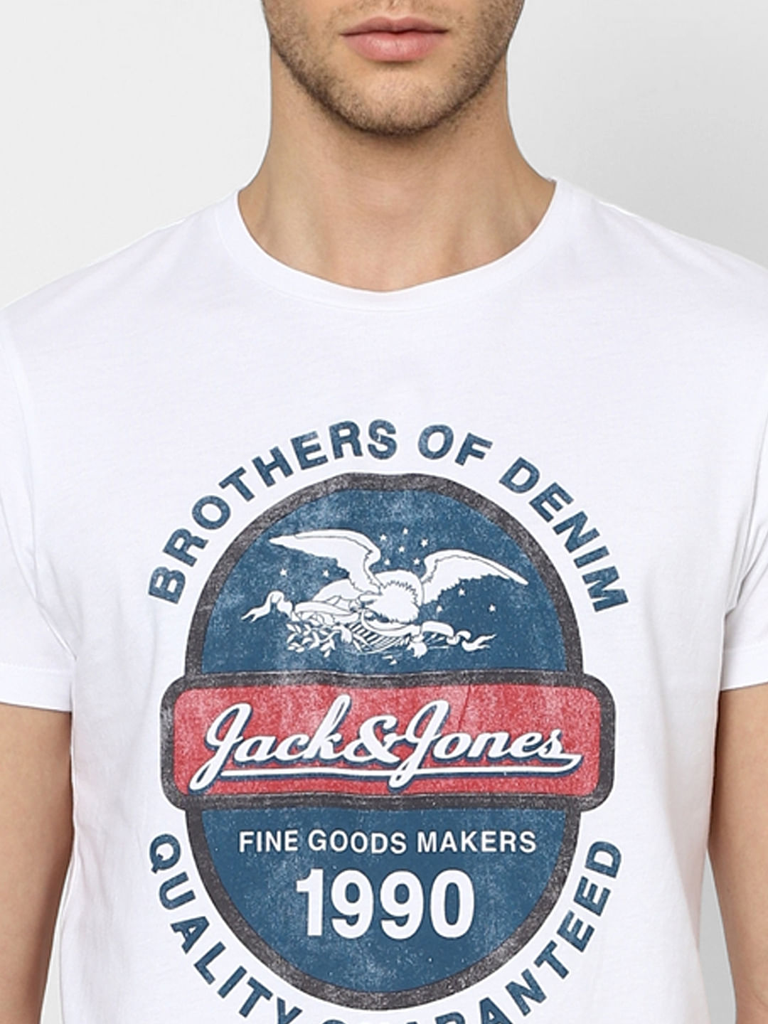 White Graphic Print Crew Neck T-shirt