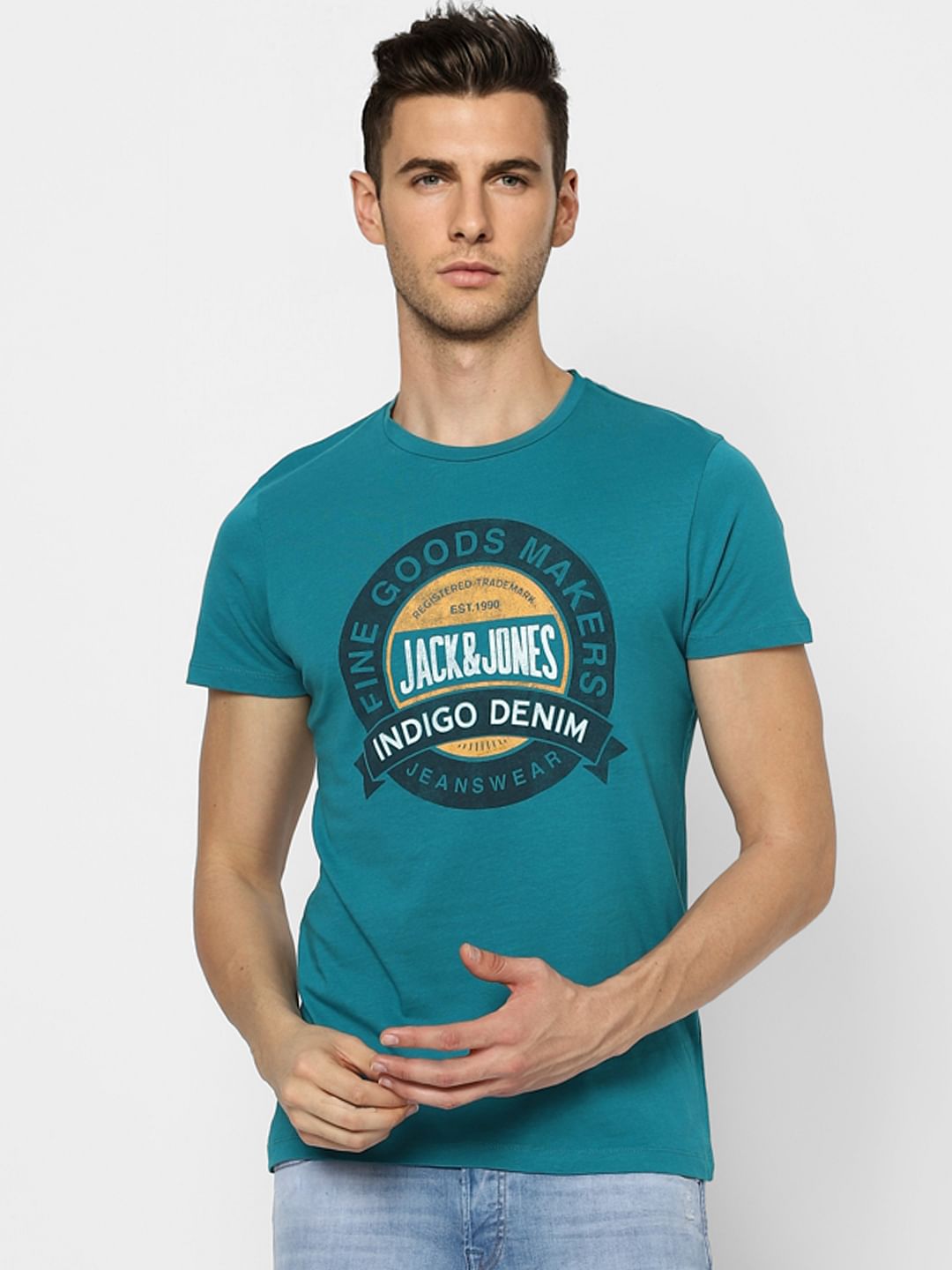 Blue Graphic Print Crew Neck T-shirt