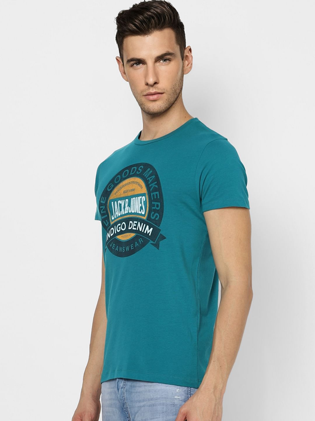 Blue Graphic Print Crew Neck T-shirt