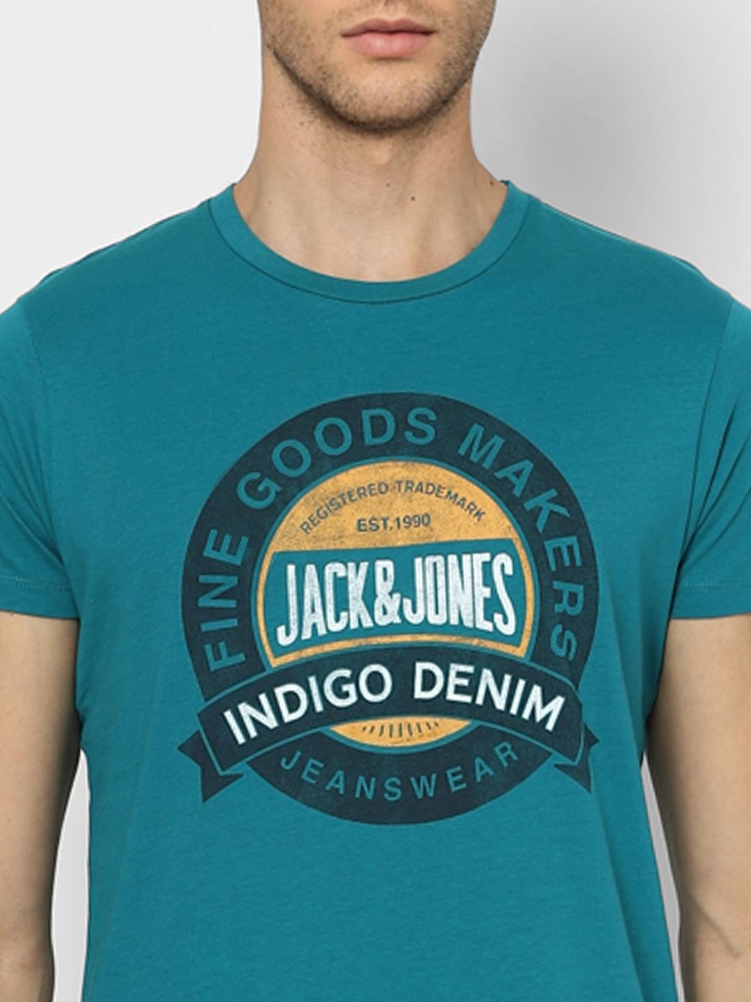 Blue Graphic Print Crew Neck T-shirt