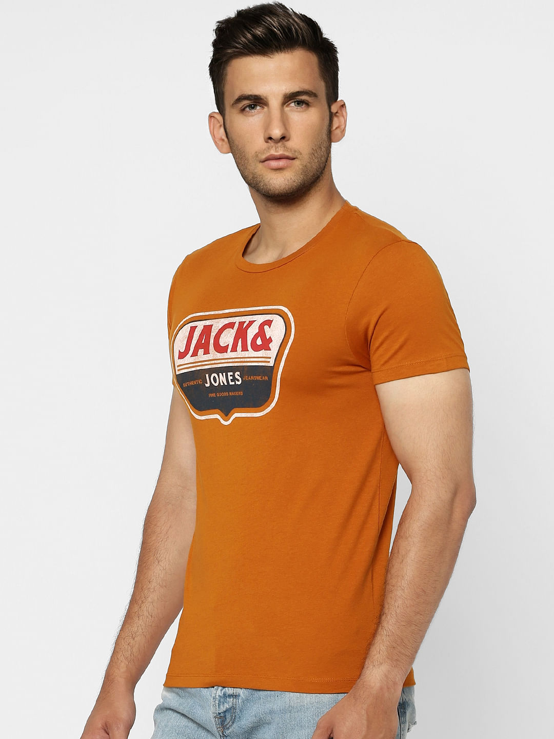 Brown Graphic Print Crew Neck T-shirt