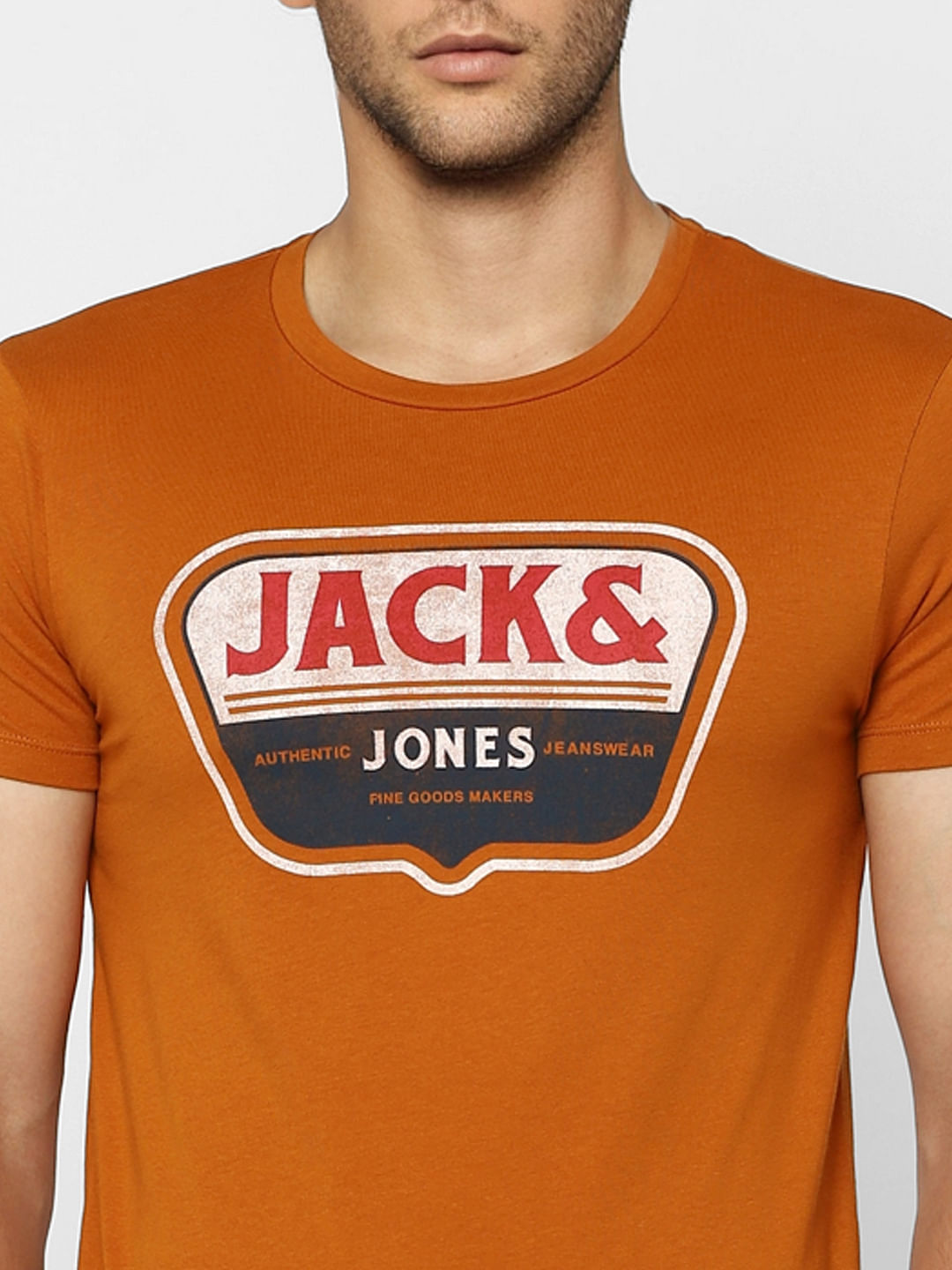Brown Graphic Print Crew Neck T-shirt