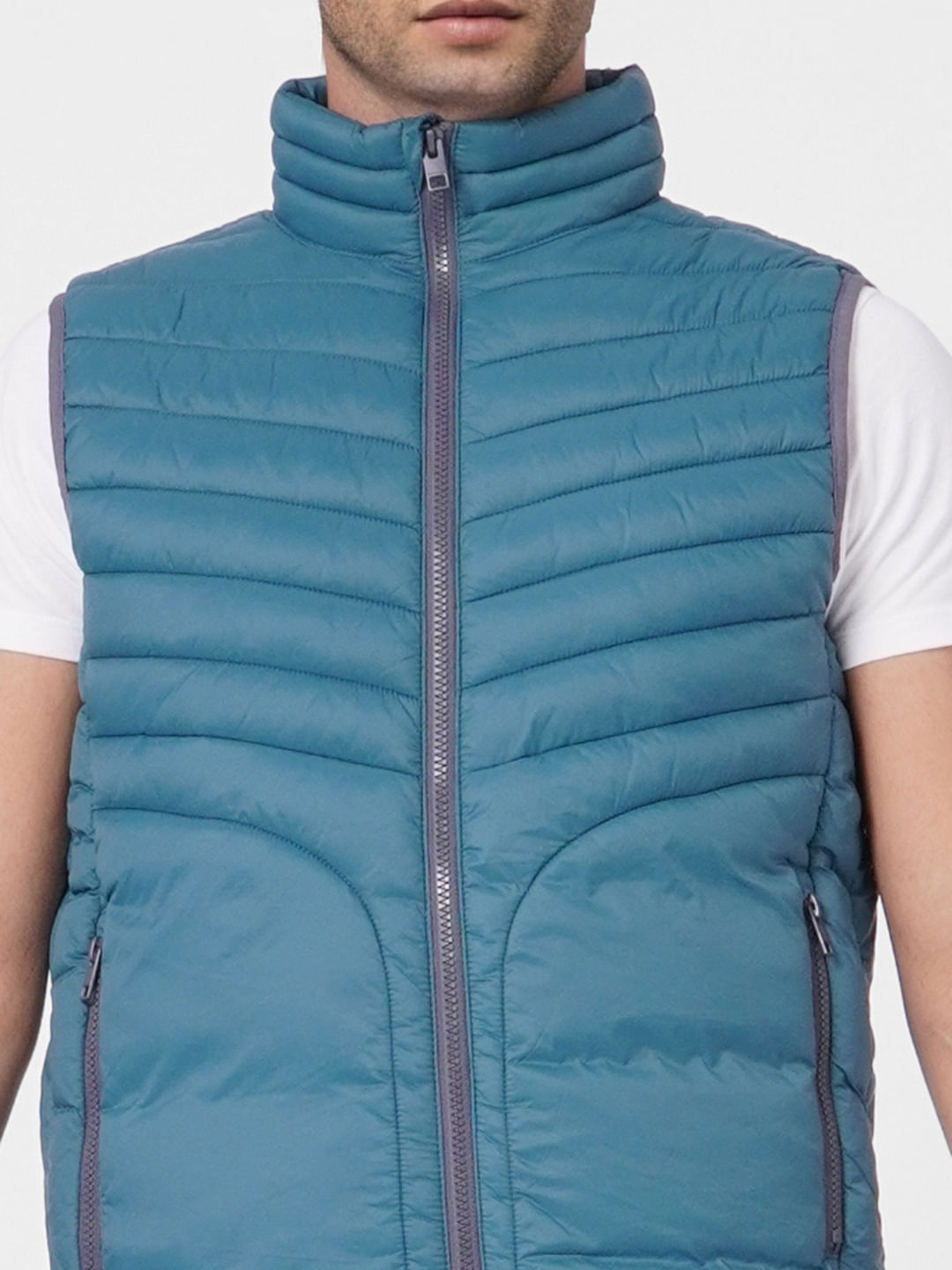 Turquoise Blue Puffer Vest Jacket