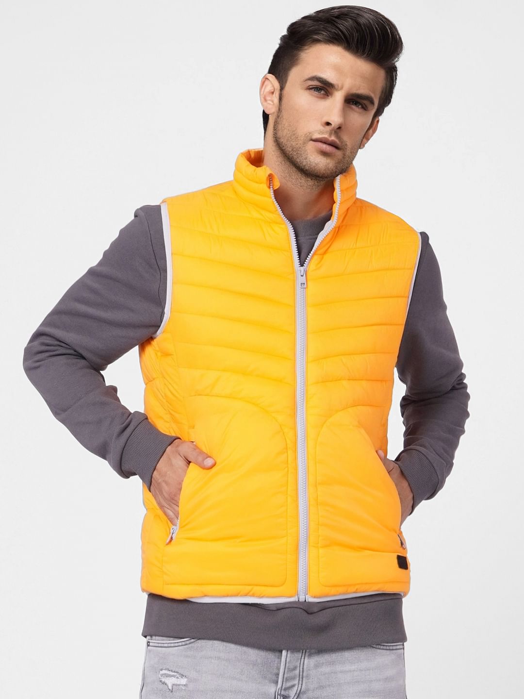 Orange Puffer Vest Jacket