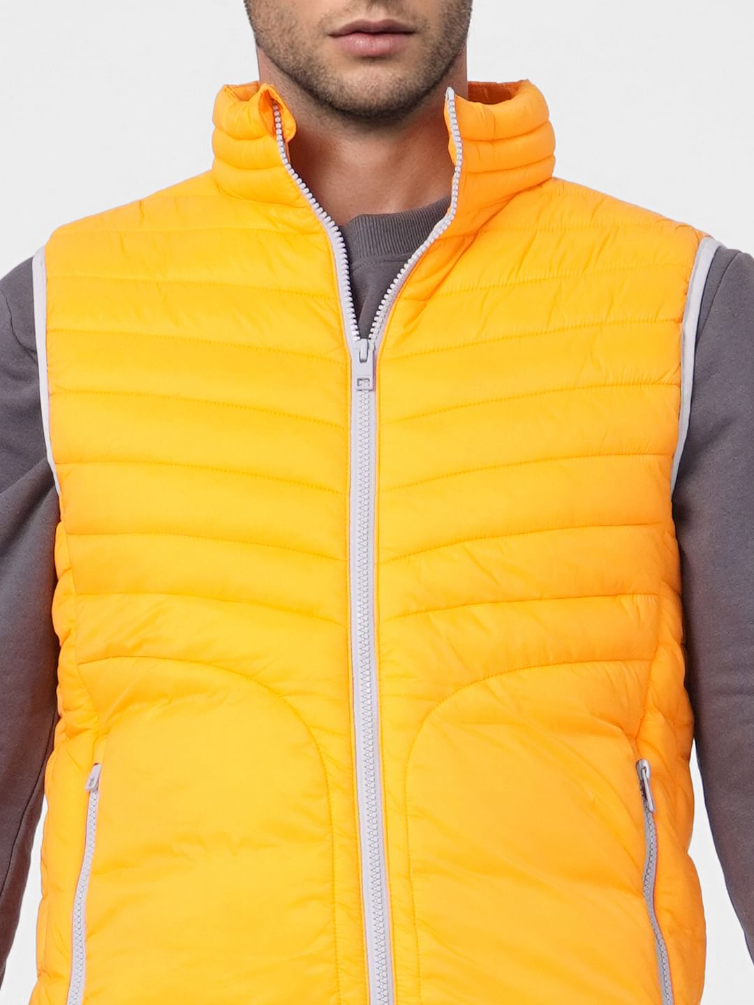 Orange Puffer Vest Jacket