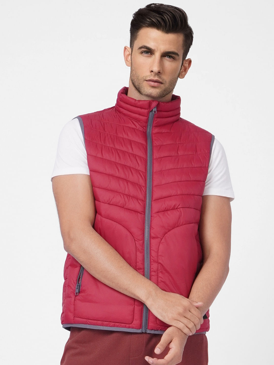 Red Puffer Vest Jacket