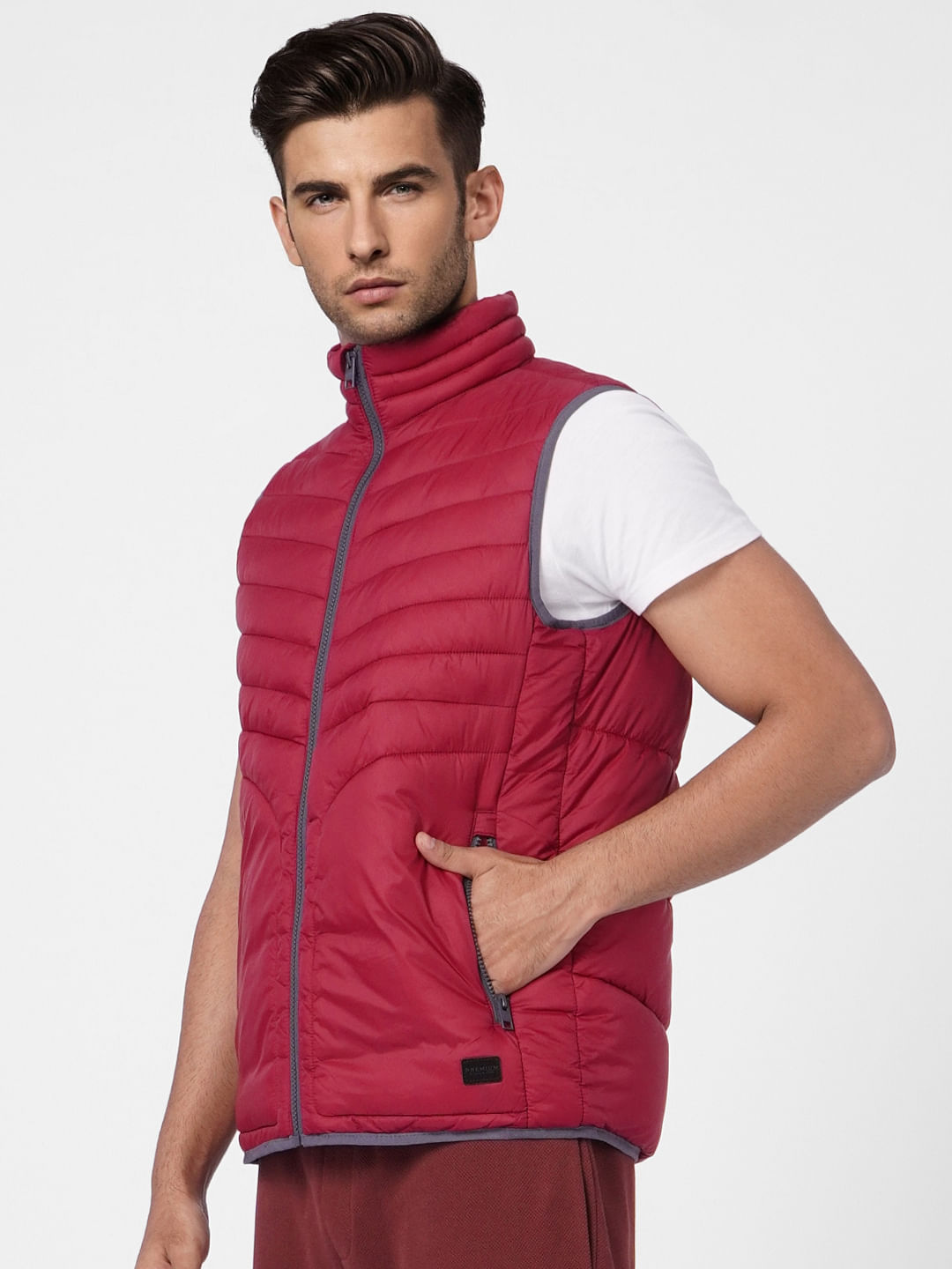 Red Puffer Vest Jacket