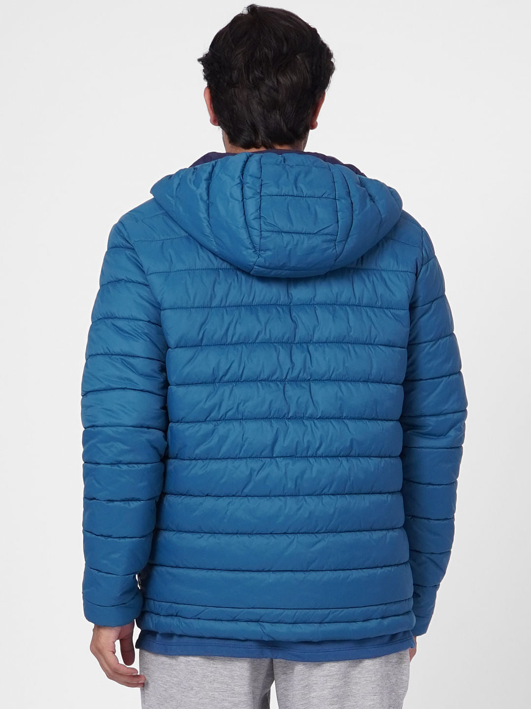 Blue Hooded Puffer Jacket