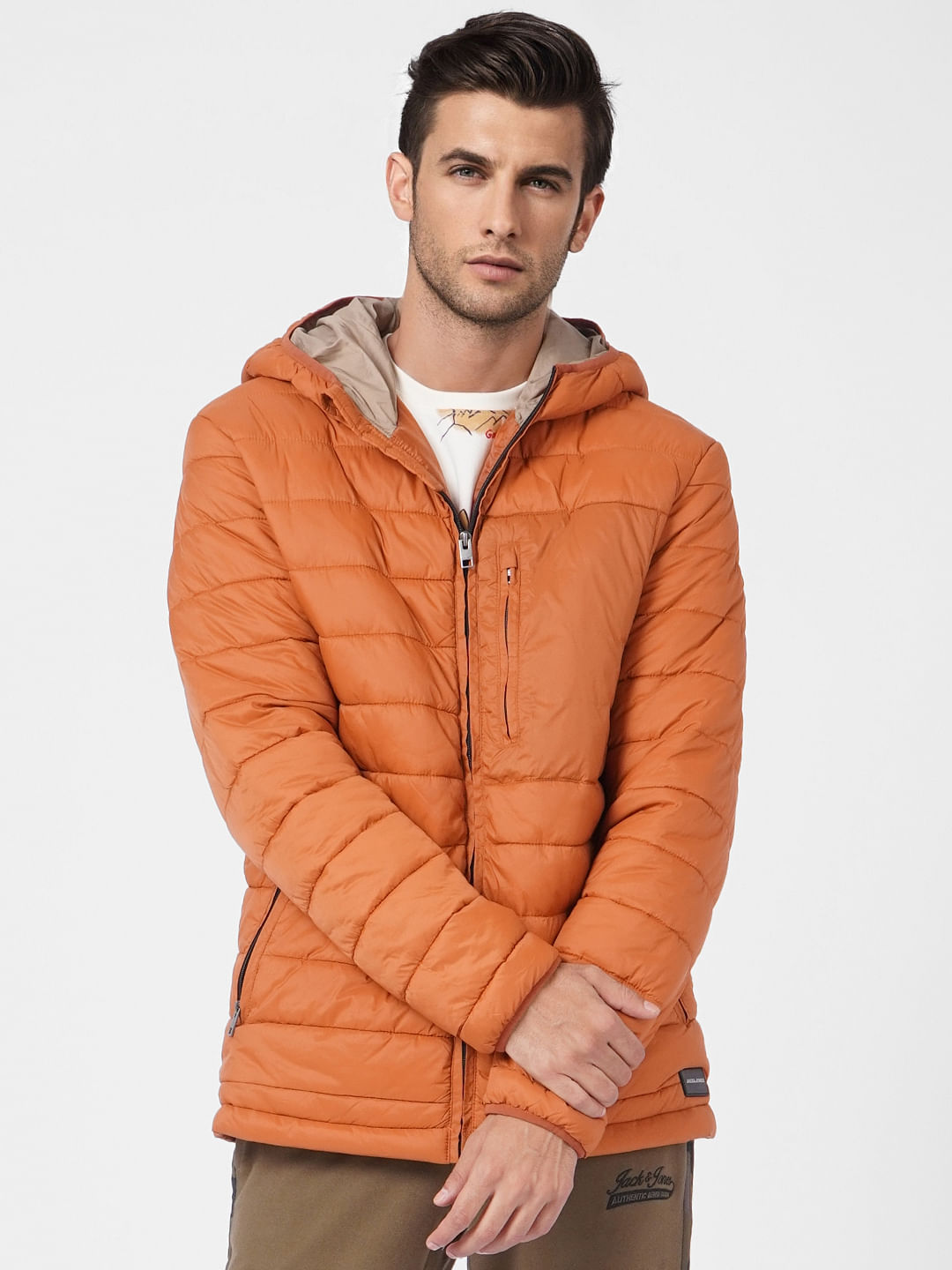 Brown Hooded Puffer Jacket