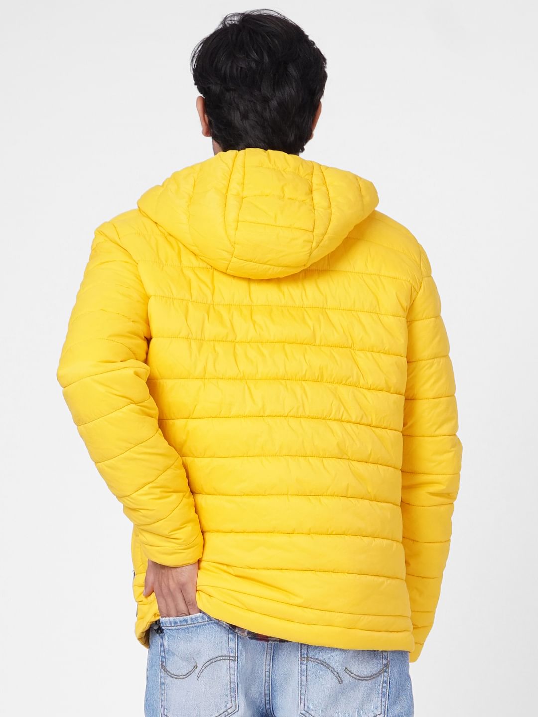 Yellow Hooded Puffer Jacket