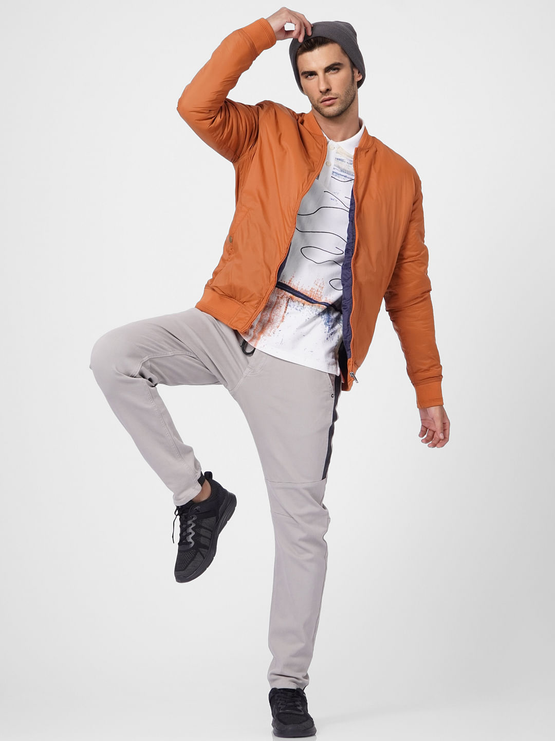Brown Zip Up Bomber Jacket