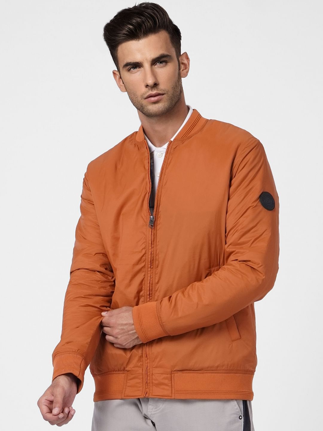 Brown Zip Up Bomber Jacket