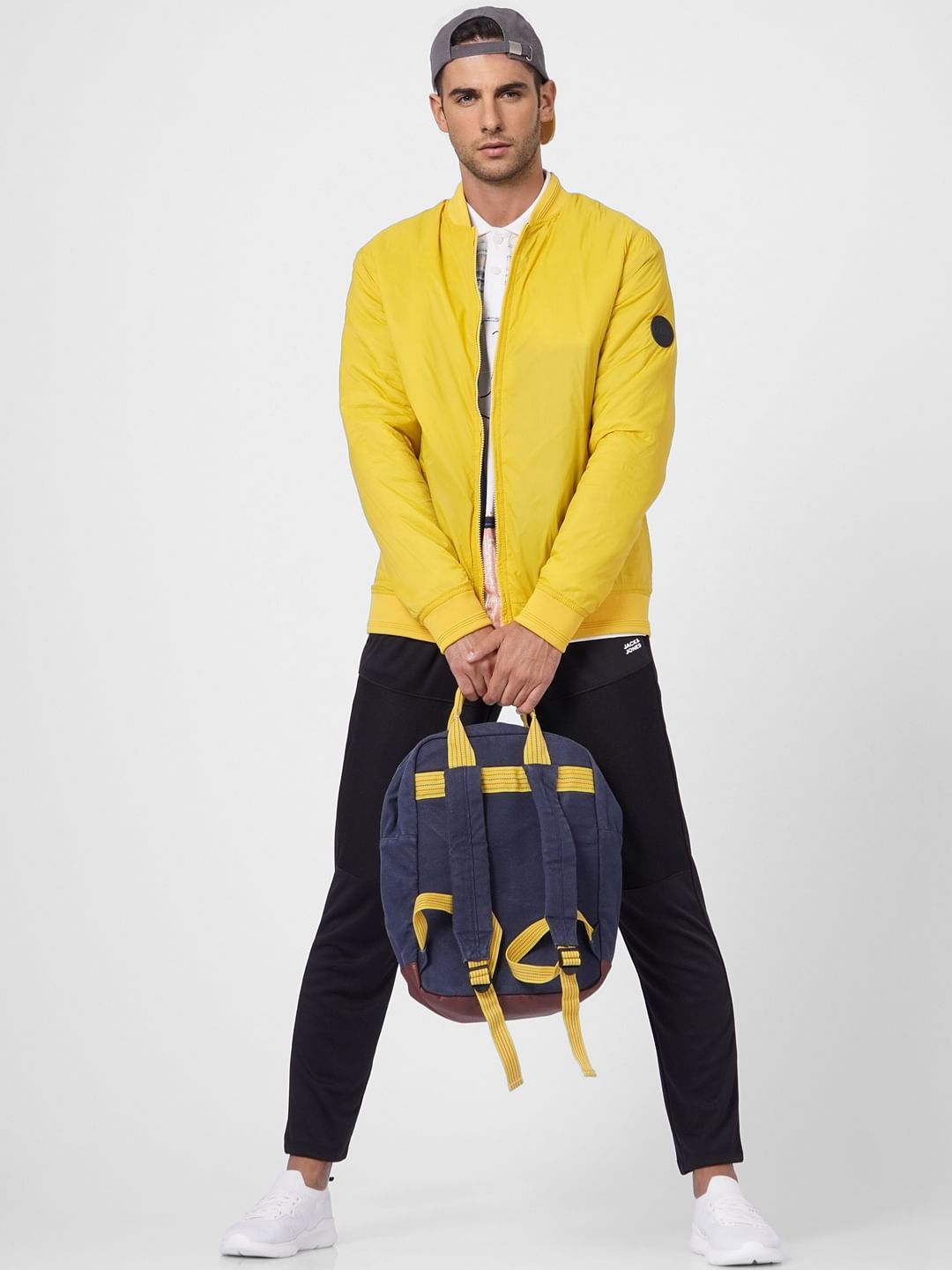 Yellow Zip Up Bomber Jacket