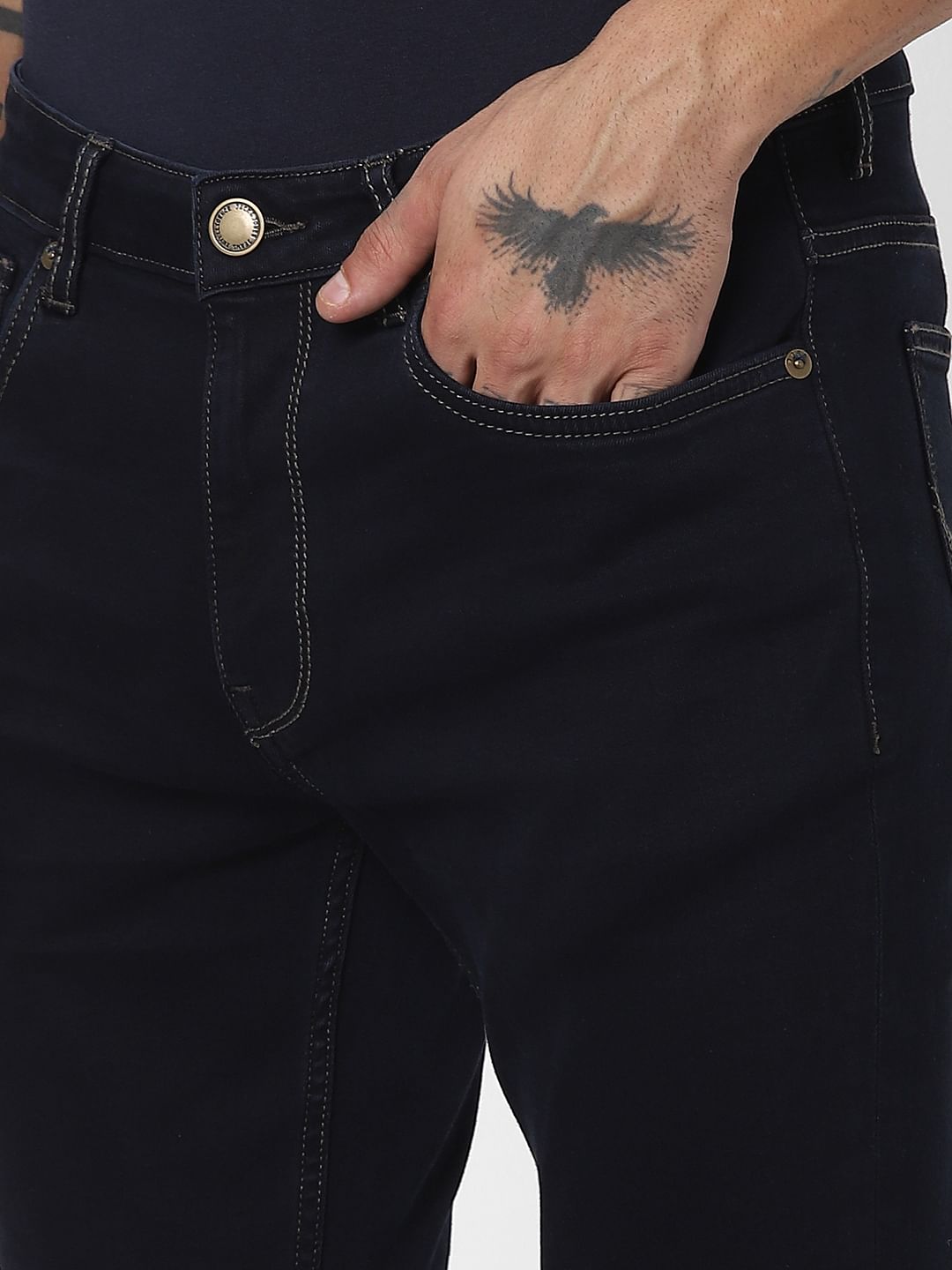 Blue Mid Rise Slim Fit Jeans