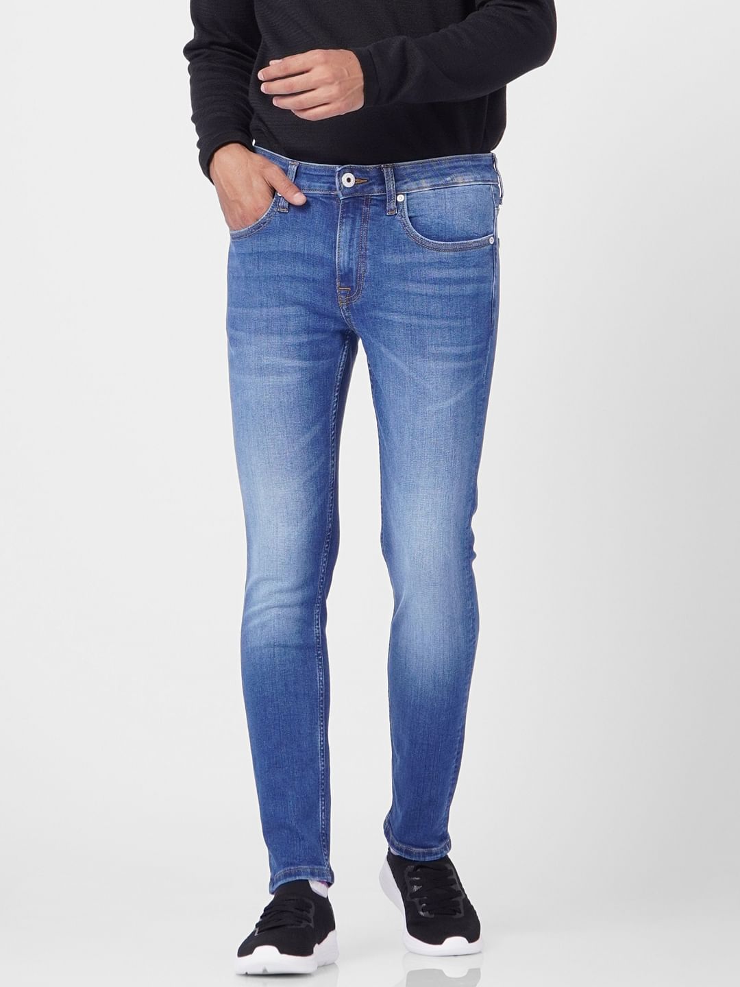 Blue Mid Rise Slim Fit Jeans