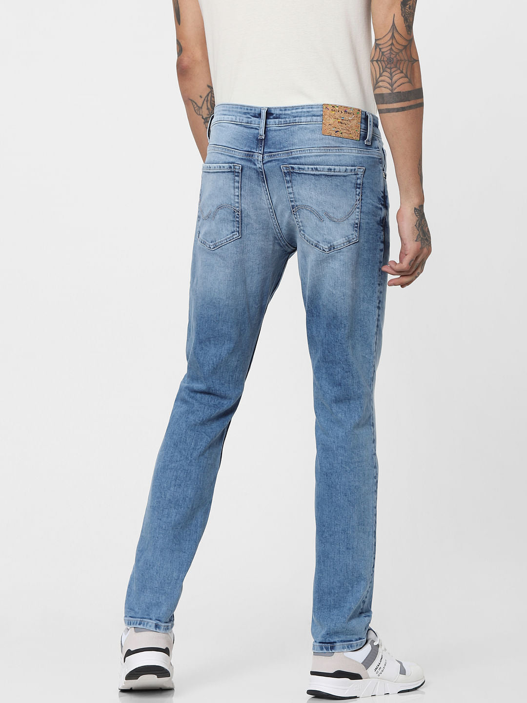 Light Blue Mid Rise Washed Slim Jeans