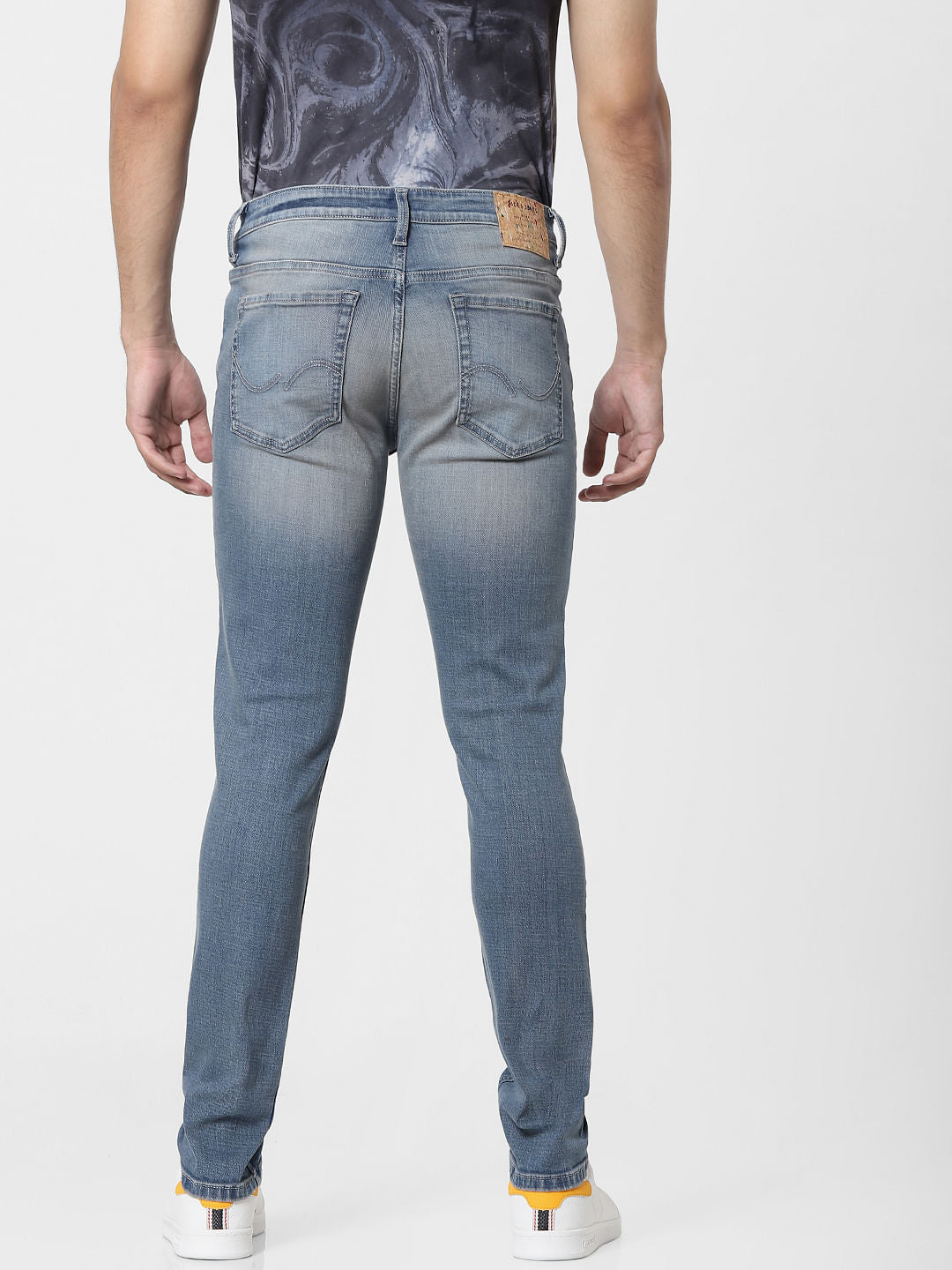 Blue Mid Rise Washed Skinny Jeans